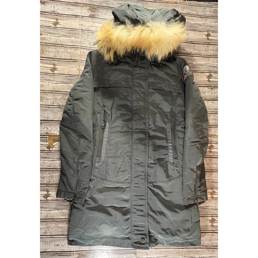 Parajumpers Selma Down fur trim Masterpiece series Coat Parka Size M color grey